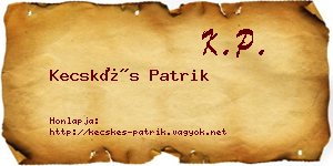 Kecskés Patrik névjegykártya